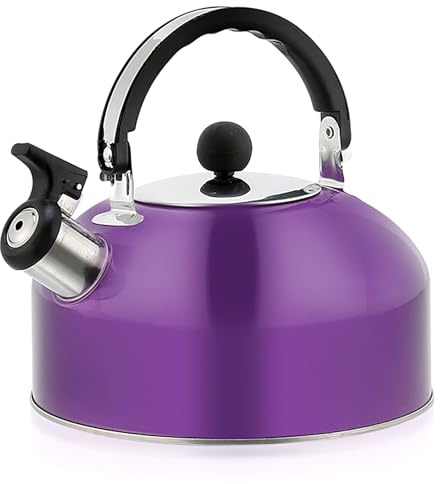 2.7 Quart (3 L) Tea Kettle, Food Grade Stainless Steel Teakettle is Best for Boiling Water, Brewing Tea, and Making Coffee (Purple)