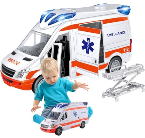 Biniveil Giocattolo Modello Ambulanza | Giocattolo 'ambulanza Elettrica Con Luci E Suoni | Porte Aperte E Chiuse | Giocattoli Per Ambulanze Per Bambini | Giocattoli Educativi Per Bambini