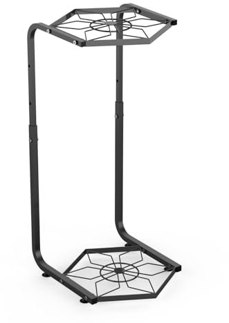 LAGAHS Support pour plantes d'intérieur et d'extérieur, 2 niveaux réglables de 54,1 à 71,9 cm de haut, présentoir à 2 plantes en pot, support de pot de fleurs en métal étanche pour la maison, la cour