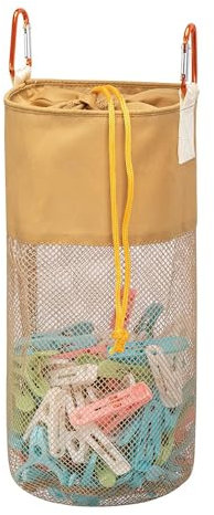 GNEGNI LIFE Sac à pinces à linge en maille de grande capacité avec crochet et cordon de serrage, sac à pinces à linge portable résistant pour ranger des pinces à linge, des chaussettes et des jouets,