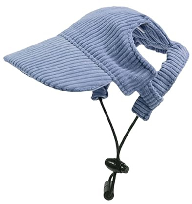 Cappello da baseball per cani, regolabile, estivo, con fori per le orecchie, cappello estivo per cuccioli (blu, S)