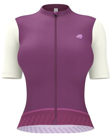 LAMEDA Cycling Jersey Women, Breathable Bike Shirts for Women Biking Tops with Pockets, Bicycle Clothing for Road Riding Purple-White