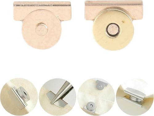 10 Pairs Metal Seamless Magnetic Buckle, No Sewing Required Metal Magnetic Bag Clip, Magnetic Purse Clasp, Magnetic Snaps for Handbag and Clothing, Magnet Buttons for Clothes and Bags (Gold)