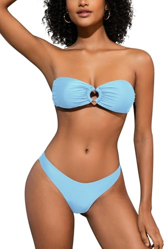 SHEKINI Women's Two Piece Swimsuit Strapless Bandeau Bikini Sets for Women