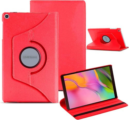 360-Degree Rotating Case for Samsung Galaxy Tab A 10.1 2019 (T510/T515/T517), Leather Stand Cover (Red)