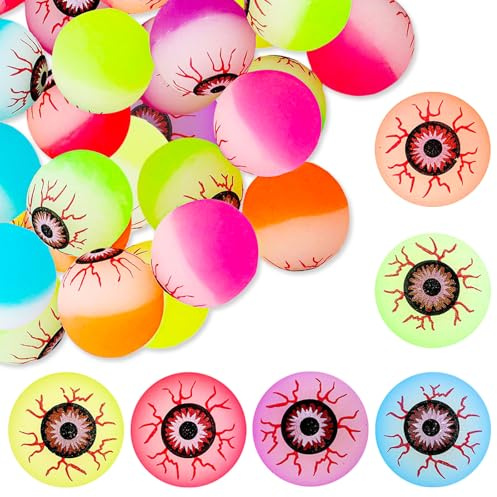 12Pcs Halloween Bouncy Balls - Bouncing Eyeballs, Horror Props Eyes, Halloween Theme Eyeballs Toys Kids Toys for Trick or Treating
