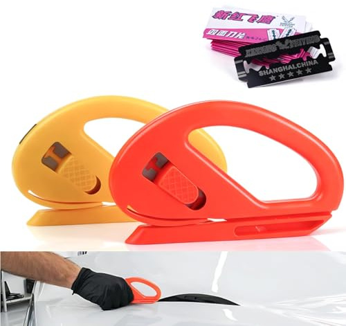 Cortador de papel de regalo para rollos, paquete de 2 con 10 cuchillas de repuesto, cortador ergonómico para cortes limpios de papel de regalo, papel de manualidades y más, ideal para celebraciones y