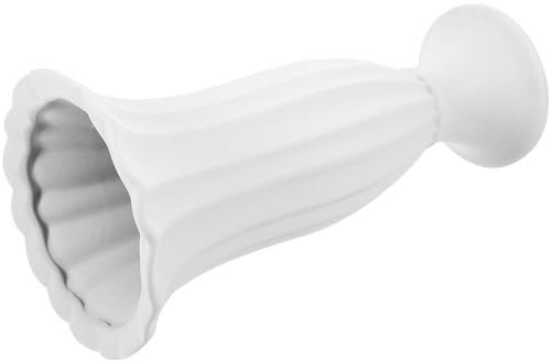 GARVALON Vase Commémoratif en Céramique Gris Blanc Grand Contenant à Fleurs pour Cimetière Support Stable pour Composition de Fleur Ornement Funéraire pour Tombeaux et Décoration