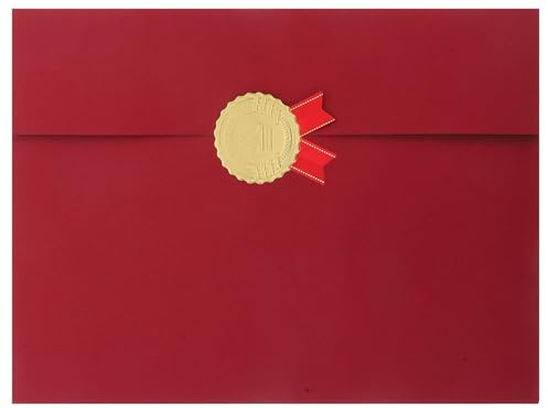 Gatuida Couverture de Diplôme à Trois Volets Rouge, Protège-certificat Vertical pour Diplômes D’études Secondaires et Universitaires, Pochette Solide pour Certificats de Réussite, Dossier