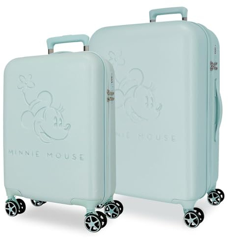 Disney Traveling with Minnie, Maleta Infantil Fabricada en ABS, un Material rígido y Ligero, Ruedas Dobles, Cierre de combinación Lateral, de Joumma Bags