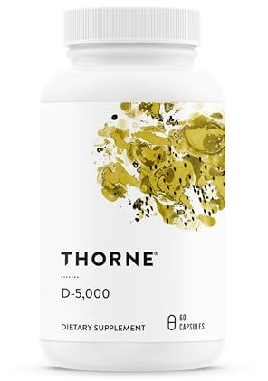 THORNE - Vitamin D-5,000 - Vitamin D3 Supplement - Supports Healthy Bones, Teeth & Muscles, Plus Cardiovascular & Immune Function* - NSF Certified for Sport - Gluten, Dairy & Soy-Free - 60 Capsules