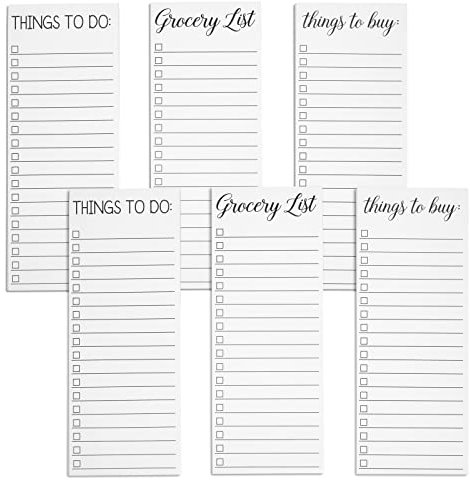 6 Notizblöcke mit magnetischer Rückseite, Things to Do, Grocery List, Things to Buy, Liniert, 3 Designs, 9 x 23 cm