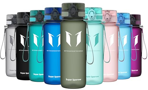 Sparrow Gourde Sport 750ml - sans BPA - Tritan Plastique Bouteille d'eau | Étanche, Gourdes eau, Légère, Lavable au lave-vaisselle, Flip Top 1-Clic, Ergonomique, École, Fitness, Gym, Running, Travail