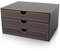 WJYLM Box Schubladenbox für Dokumente und Bürobedarf, Schreibtisch Organizer mit 3 Schubladen,Ablagesystem aus Leder,Schubfächer Briefablage Organizer,Büro und Schule,Braun