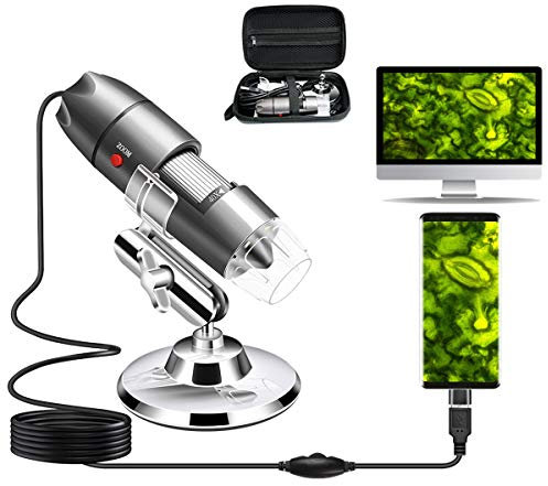 Cámara microscopio USB 40X a 1000X, microscopio Digital Cainda con Soporte de Metal y Funda de Transporte, Compatible con Android Windows 7 8 10 11 Linux Mac