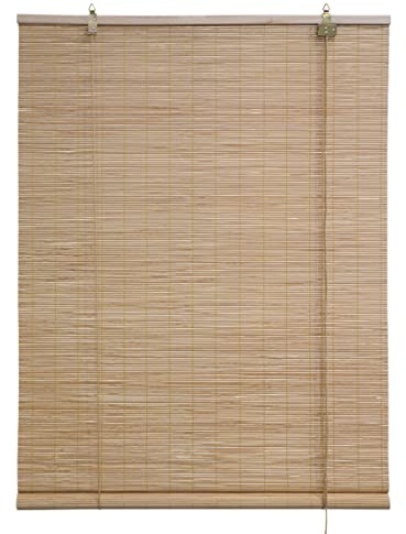 HERSIG - Estor Enrollable de Bambú Natural 80 x 160 cm - Persiana Enrollable Interior y Exterior - Estilo Natural para Ventanas - Privacidad y Fácil Instalación - Natural (Medidas aproximadas)