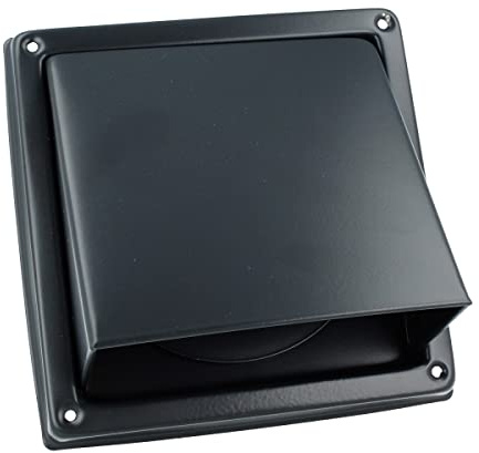 MS Beschläge Ablufthaube Außenwandhaube Schwarzgrau RAL7021 Lüftungsgitter Edelstahl Fassadengitter Rückstauklappe Wetterschutzhaube Dunstabzug Überdruckgitter (150mm)