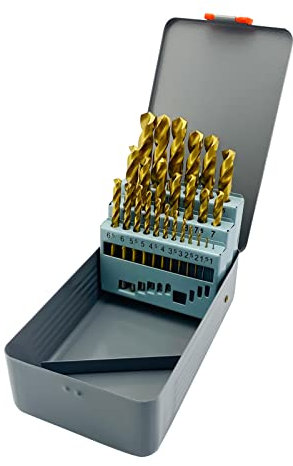 NORTOOLS Drill Bit Set HSS Fully Ground TiN Coated Drill Set DIN338 25 pcs 1.0-13 x 0.5 mm