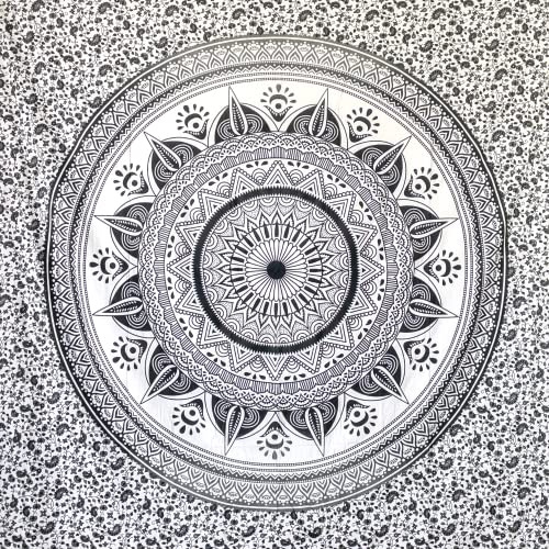 MOMOMUS Stor strandhandduk XXL sandfri – med mandala-motiv – perfekt som pareo, strandhandduk stor sand eller strandlakan XXL – svart, 210 x 230 cm