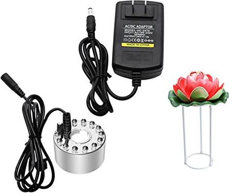 IINCOOY Mini Mist Maker, 12 LED Mister Fogger Water Fountain Pond Fog Machine Atomizer Air Humidifier for Creating Atmosphere (Color : Lotus, Size : Heavy Mist)