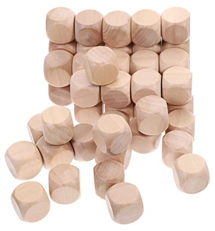 50 dadi in legno vergini cubi a faccia per fai da te e giochi blocchi di legno incompiuti per attività creative