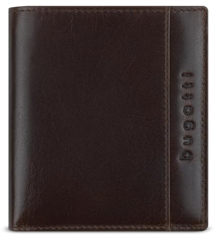 bugatti Romano Geldbörse klein mit Klappe, Mini-Portemonnaie mit RFID Leder, braun