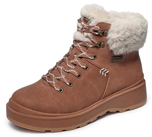 Skechers Women's Park City Boots, Chestnut Duraleather/Faux Fur, 6 UK