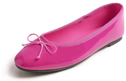 Feversole Women's Macaroon Colorful,Cojín de Espuma con Memoria Colorida Macaron para Mujer, diseño Plano de Charol Pitaya Fucsia 37.5 EU