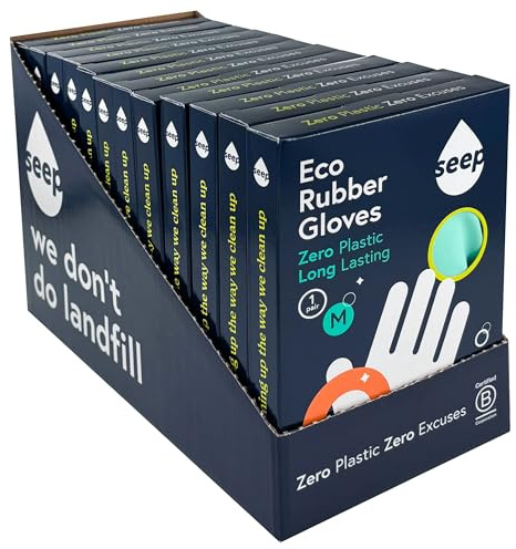 SEEP Eco Large Kitchen Gloves 12 Pack- Biodegradable Multi-purpose, Household Cleaning, Washing Up Gloves Made Using Biodegradable Rubber - FSC & Fair-trade Certified