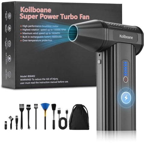 Elektrische Staubgebläse Druckluftspray, 3-Gang Electric Air Duster, Super Power Turbo Gebläse mit 8000mAh Akku, Reinigungsbürste und Schnellladung, Jet Fan für PC Reinigungsset, Tastatur, Auto, Sofa