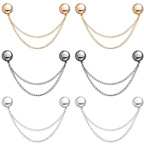 6uds Pin Magnéticos Ropa, Pines Magneticos con Cadena Botones Magnéticos para Ropa para Fijar Dobladillos de Ropa Piernas de Pantalones Largos Mangas de Camisas(Estilo Redondo)