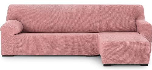 ECOMMERC3 | Mångsidigt universellt sofföverdrag med kort höger arm - Rosa Chaiselong sofföverdrag som är lätt att fästa för ryggstöd, säte och armar