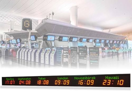 Horloge mondiale LED avec étalonnage automatique et grand affichage numérique pour hôtels, entreprises et aéroports – Suivi simultané de plusieurs villes