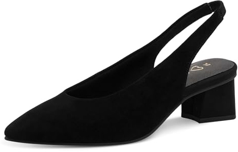 MARCO TOZZI Décolleté da Donna Morbido Plantare Feel Me Pelle Soletta in Pelle Fodera Morbida alla Moda, Nero (Black), 39 EU