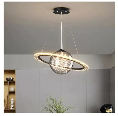 CFWSHJ Luz posmoderna Comedor de Lujo lámparas LED REDEM DORMENT CAMINERO COMINADOR del COMBARIO (DMIMBRE RC, BD37CM Negro)