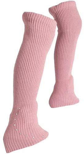 HiyyFloy Conjuntos De Calentadores De Piernas para Patinaje sobre Hielo para Mujeres Y Niñas, Calcetines Largos De Punto para Pantorrillas, Conjunto para Patinaje Artístico sobre Hielo