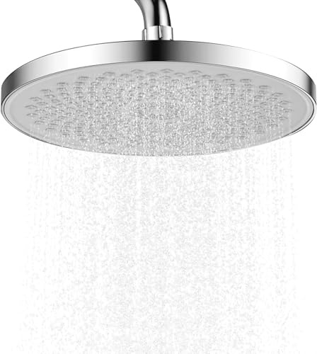 Regendusche Duschkopf, Runder 9 Zoll Regenduschkopf, Chrom Hochdruck Duschkopf Regenbrause Kopfbrause, Komfortables Anti-Kalk-Düsen Regenbrause Duschkopf