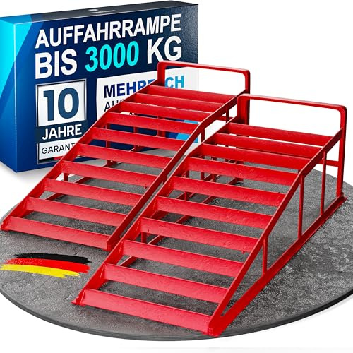 Rampa de carga para coches de metal, juego de 2 unidades, rampas de acceso para máxima sujeción [< 3t] – Rampa de alta resistencia para coche para cualquier superficie – Rampas de coche 2 unidades