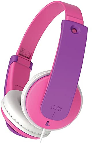 JVC Auriculares para Niños | Volumen Seguro 85dB con Pegatinas | Almohadillas Suaves y Ajustables | Diseño Ligero | Cable de 0,8m Jack 3,5mm | Auriculares Infantiles para Niños Mas de 3 Años - HA-KD8