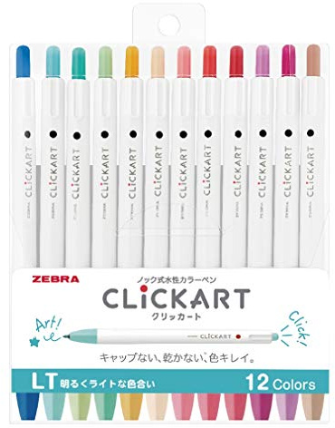 ZEBRA Clickart Marker auf Wasserbasis, helles Licht, 12 Farben, Wyss22-12Clt