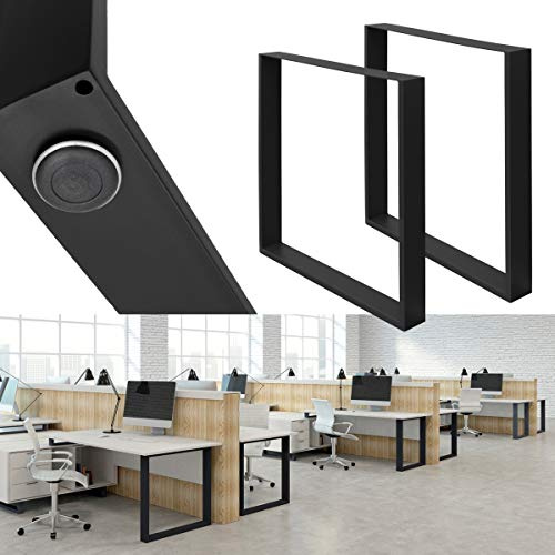 ECD Germany Set de 2 Pieds de Table - 60 x 72 cm - Rectangulaire - Noir - en Acier Revêtu de Poudre - Pied de Meuble Banc - Support Profil Carré - Design Industriel - Piètement pour Table à Manger