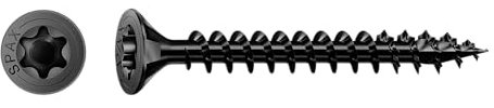 Spax Vis universelle, tête fraisée, noire, T-STAR plus, filetage complet (5 x 40 mm, 200 pièces)