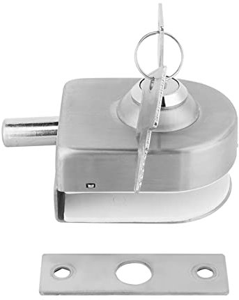Riegelriegel mit Schlüssel,Glastürschloss, geeignet für 10 mm bis 12 mm Dicke, Edelstahl-Steuerung,Glastürschloss,schwenkbar,Schiebeschieber für Glastüren im Büro,Badezimmer,2.8 * 1.3 * 2.2 in, G