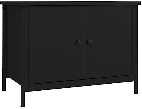 vidaXL Mobile Porta TV con Ante Nero 60x35x45 cm in Legno Multistrato, mobiletto, mobiletto HiFi, Mobile per dispositivi multimediali, Supporto TV