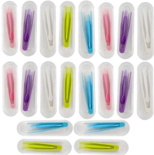 ROYHOO 20PCS Colorful Contact Lens Remover and Inserter Tool Case Set, Portable Contact Tweezers with Soft Tip, Contact Applicator for Soft Hard Contact Lense