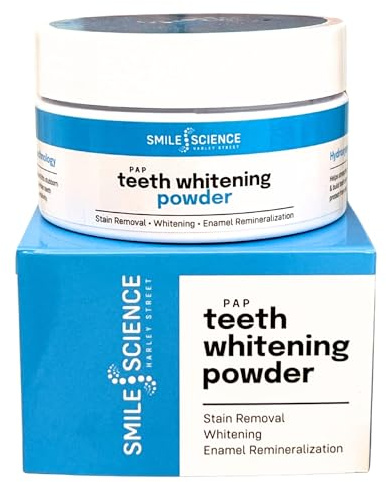 Smile Science Harley Street Pap Teeth Whitening Powder - Stain Removal - Enamel Remineralisation -Tooth Powder for Teeth Stain Removal - Whitening Toothpaste- 30g Jar
