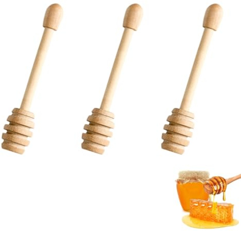 WUSJCOF 3 Piezas Cucharas de Miel de Madera, Palitos para Miel, Espirales para Miel, Honey Sticks, Utensilios para Revolver (Marrón)