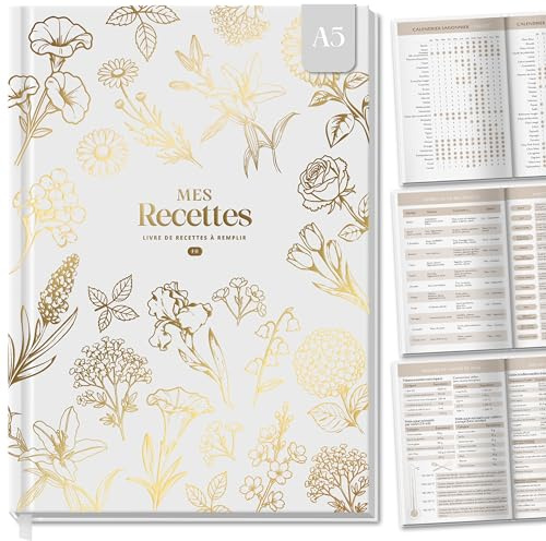 BIROYAL Carnet de Recettes à Remplir A5 avec Table Substituts, Gris