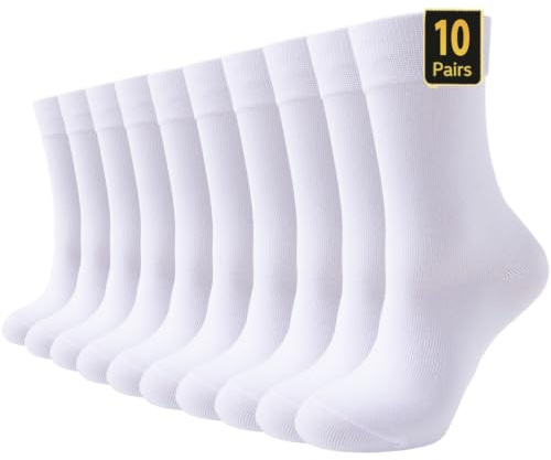 VoJoPi Women’s Cotton Socks 5/10 Pairs – Thin Breathable Crew Socks, UK 4-8 | Premium Combed Cotton Socks for Women, White/Black/Grey, Soft Lightweight Socks for Work, Travel, School & Casual Wear