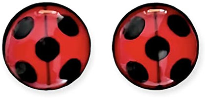 Marienkäfer Ohrstecker rot schwarz Punkte earstuds dots handmade 10mm Motiv Edelstahl Glas-Cabochons Ohrringe earrings earstuds